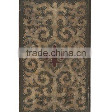 Retro Decorative Leather Wall Painting, Luxury Floral Painted Wooden Hanging Wall Picture, Classical Drawing Hanging Wall Art