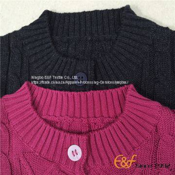 Girl Short Sleeves Cable Cardigan Sweater photo-3