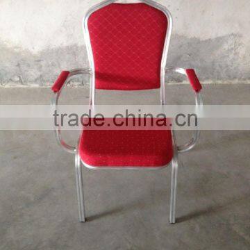 Hot sell Aluminium armrest dining chair hotel chair with arm