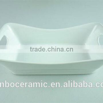 White Rectangular Ceramic Baking Dish /unique Shape photo-2
