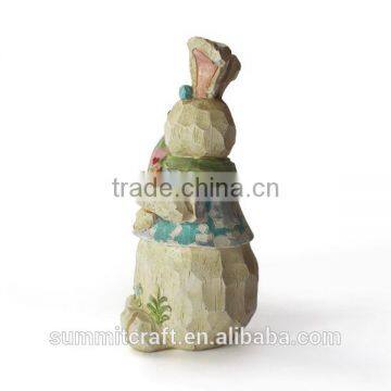 Resin Rabbit With Easter Egg in Hand Figurines Craft Easter Bunny photo-3
