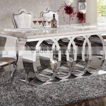 Wholesale Hot Selling Furniture Stainless Steel Marble Top Luxury Dining Table AH062 photo-2