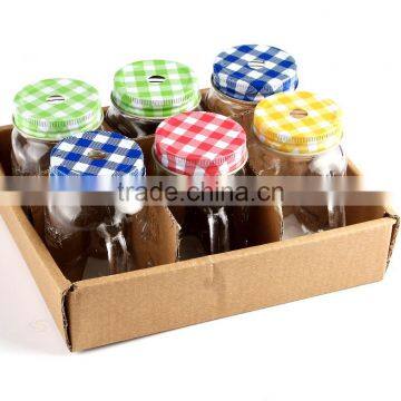 Super Market Selling Packed Glass Milk Bottle Set With Straw and Lid photo-2