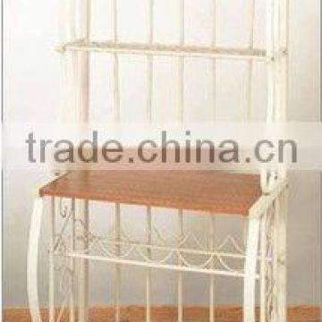 Linen White Bakers Rack with Wine Rack