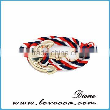Gentleman Permanent Blue and Red Color Rope Stainless Steel Bracelet Anchor photo-4