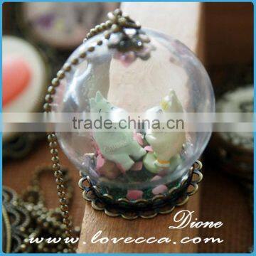 Romantic Elegant Jewelry/ Mini Glass Globe Bottle/ Glass Ball Pendant Necklace photo-3