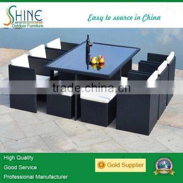 functional garden outdoor furniture PE rattan dining table and chair set