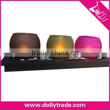 wholesale cheap 3pcs moving flame led candle set with wooden base