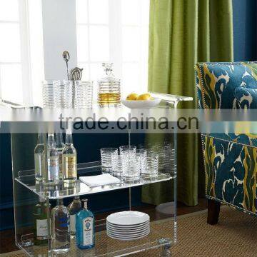 Supplier Wholesale Acrylic Lucite Dinning Serving Trolley Cart photo-3