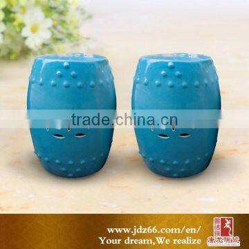 Modern China Design Blue Hollow-out Ceramic Stool photo-3