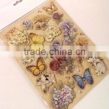 Butterfly & Rose Design Sticker in Colors, 3D Popular Design Decorative Glitter Sticker With Gems/Rhinestone photo-3