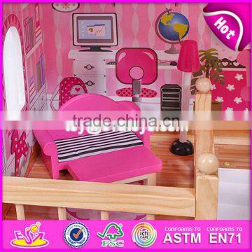 New Design Pretend Play Miniature Wooden Toy Doll House for Kids W06A228 photo-5