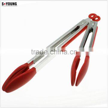 14011 Kitchen and Barbecue Grill Tongs Silicone BBQ Cooking Stainless Steel Locking Food Tong photo-3