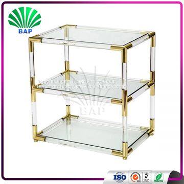 High Quality Acrylic Italian Console Table Living Room Lucite Corner Table Gold Metal Corner Table photo-3