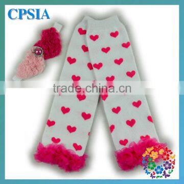 Chiffon ruffle baby leg warmers Valentine baby gift baby leg warmers with headband set