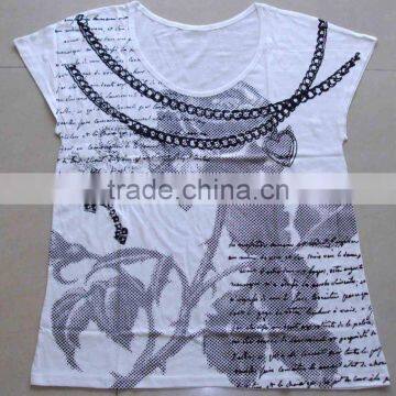 water based allover printed 100% cotton women's t shirts