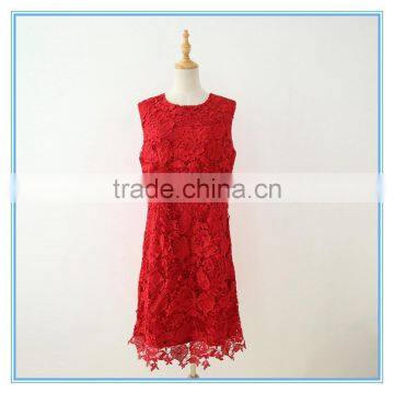 Latest Red Embroidery Lace Suit Dress For Women Wedding photo-4