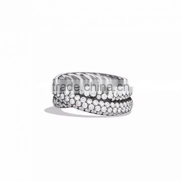 Rhodium Plated CZ Studded Fashion Ring