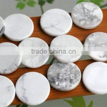 Round flat white howlite stone charms round disc American howlite jewelry accessories for necklaces