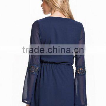 Whoelsale Custom Fashion Lace Boarder Dress For Women Designer One Piece Party V-neck Front Casual Dress photo-2