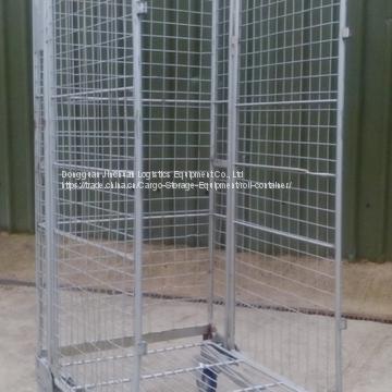 Warehouse Logistic Hand Steel Moving Roll Cage With 4 Wheels