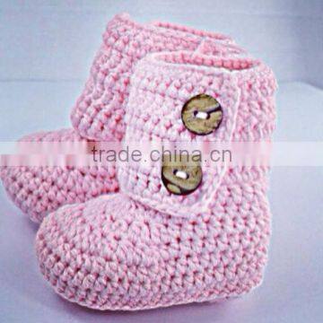 Wholesale Baby Shoes Crochet Kid Shoes Warm Winter Snow Pink Knitting Shoes