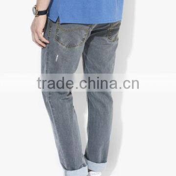 Mens Washed Grey Heather Denim Jeans Distressed OEM Jeans Trousers photo-2