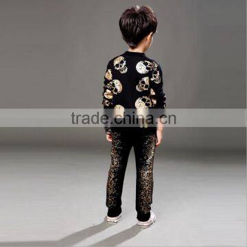 New Fashion Handsome Kids Dance Costume and Print Bright Skull Pattern With Pant Coat Design Sets photo-4