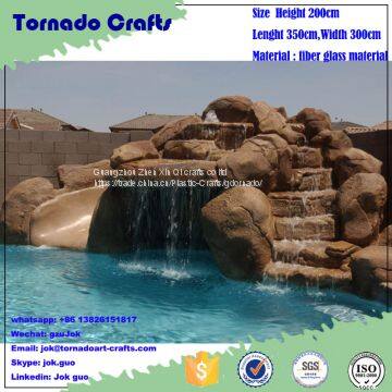 Customized Swimming Pool Decorative Slide Landscape Outdoor Artificial Waterfall Fountain photo-3