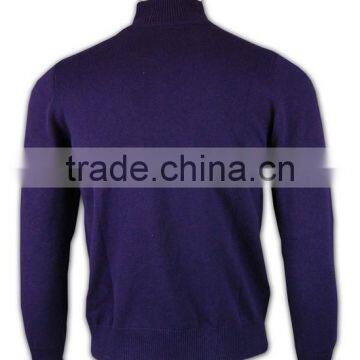 ISO9001/BSCI Manufature Purple Zipper Mens Blank Wool Sweater