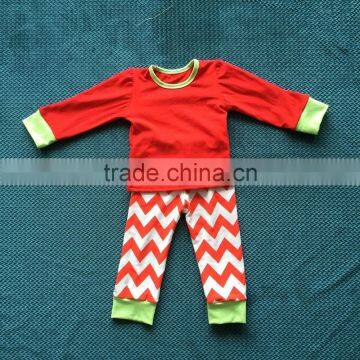 2015 ney style baby christmas pajamas red top and chevron pants YW-184