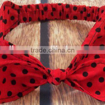 Latest Fancy Elastic Soft Stripe Cotton Bow Tie Custom Children Headband Rabbit Ears Bowknot Hair Tie Headband photo-3