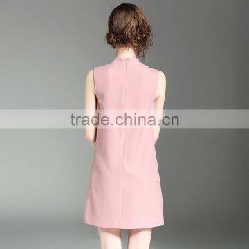 Dresses 2017 Summer High Grade V-neck Slim Sleeveless Elegant Lotus Leaf Swing Design Daily Dress for Women photo-5