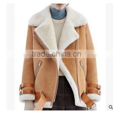 Shearling Jacket Oversized Faux Fur Biker Jacket