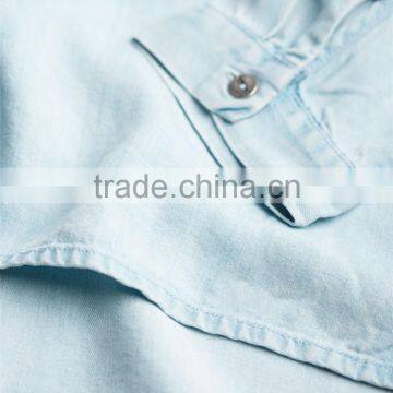 2017 China Manufacturer Shandao High Fashion New Casual Autumn Design Long Sleeve Button Opening Loose Blue Viscose Blouse photo-4