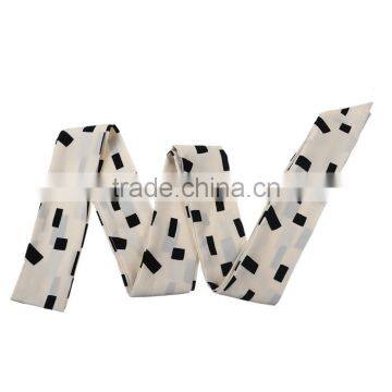 Chiffon Multifunction Skinny Scarf Black Off-white Rectangle Choker photo-2