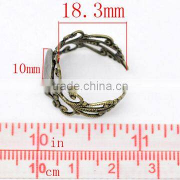 Antique Bronze Adjustable Filigree Ring Settings 18.3mm US 8 Ring Setting photo-2