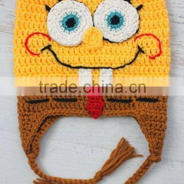 Knitted Crochet Square Spongebob Baby Hat photo-5