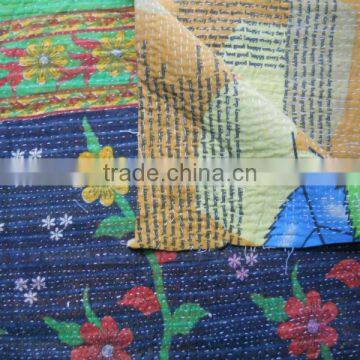 Vintage handmade quilts, Vintage indian kantha throw Quilts