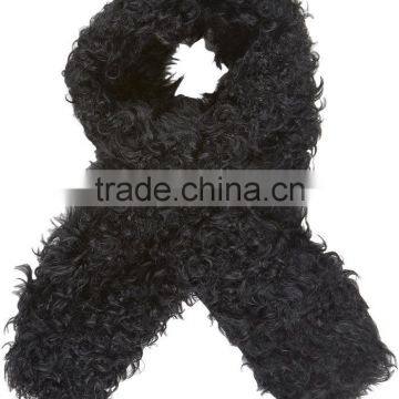 YR422 Curly Lamb Fur Scarf Girl 2016/Hot Sale Pull Through Real Scarf Fur