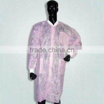 Hot sale! Medical supply disposable PP non woven red/pink woman lab coat