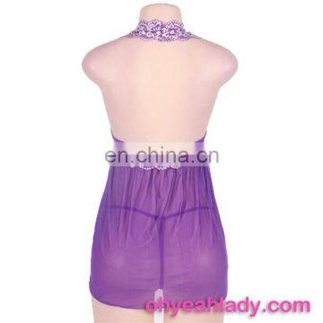 Four Color Purple Halter Ladies Sexy Pyjamas photo-6