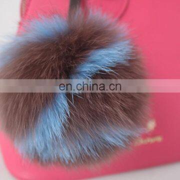 26 Letters Real Fox Fur Ball Pompom Keychain Handbag Fur Ball Accessory photo-4