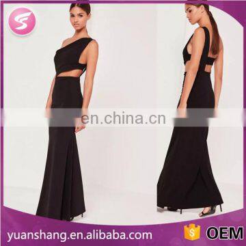 fashion hot sale black long party dress for young ladies