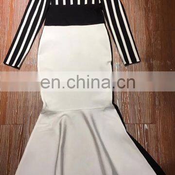 Amigo Long Sleeve Striped Off Shoulder Mermaid Sexy Elegant Party Bodycon Dresses Women Modest photo-4