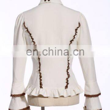 Steampunk RQBL Women's High Collar Longsleeve Blouse With Jabot photo-3
