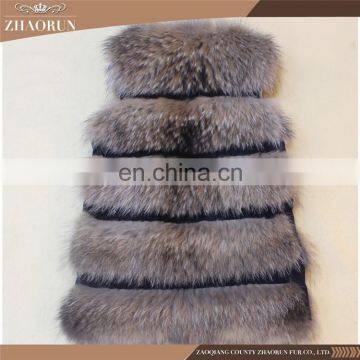 2016 Colorful Dyed Fur Vest/Genuine Raccoon Fur Waistcoat /Real Fur Coat photo-3