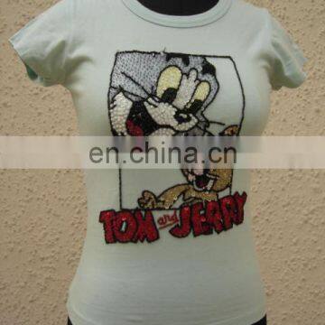 100% Cotton Jersey Ladies Tops 2017 Designs photo-2