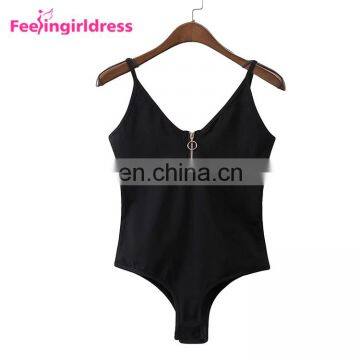 Womens V Neck Plus Size Romper Short Jumpsuits Sexy Bodycon For Black Zipper photo-4