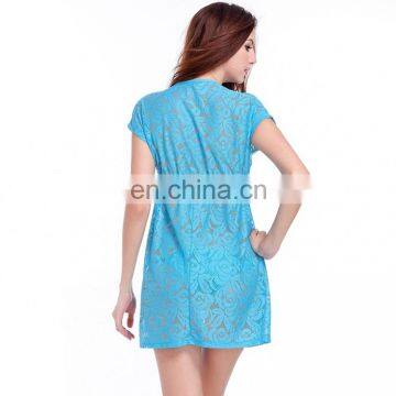 2015 Adjustable Tie See-through One Piece Evening Sexy Lace Dress photo-6